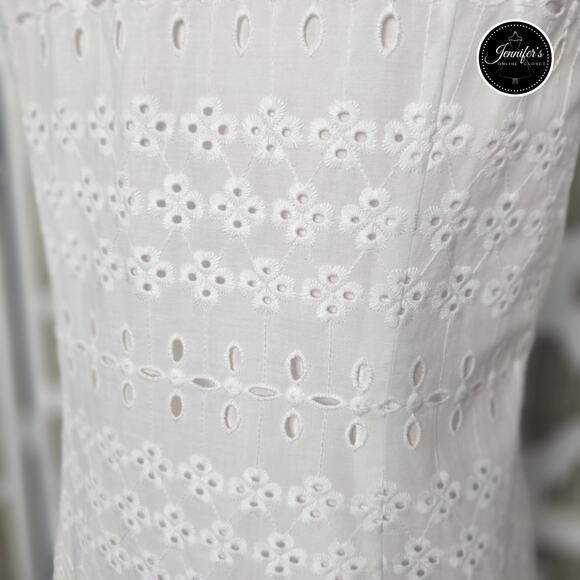 Talbots White Embroidered Eyelet Sleeveless Sheath Dress Size 8 - Picture 9 of 12